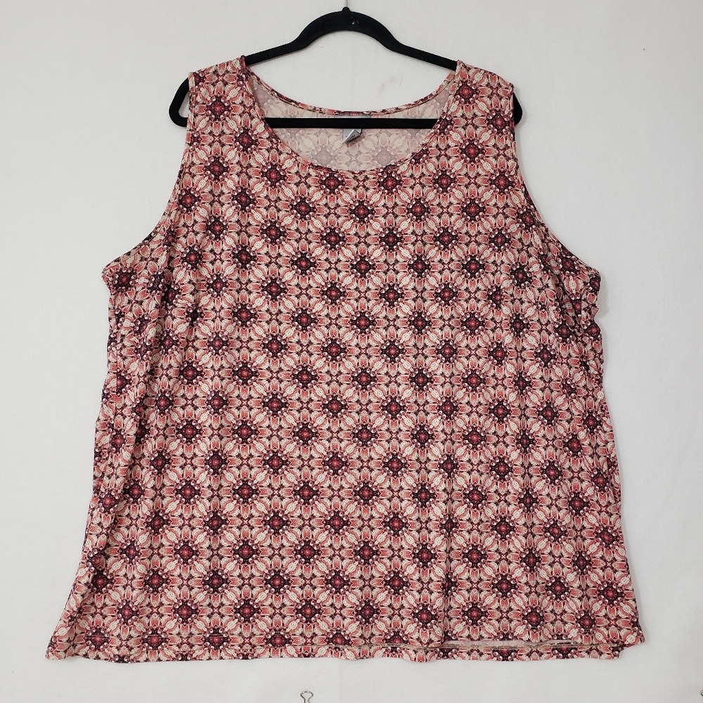 Catherines Tank Top Sleeveless SummerWoman’s 3X blouse pink tanktop kaleidoscope